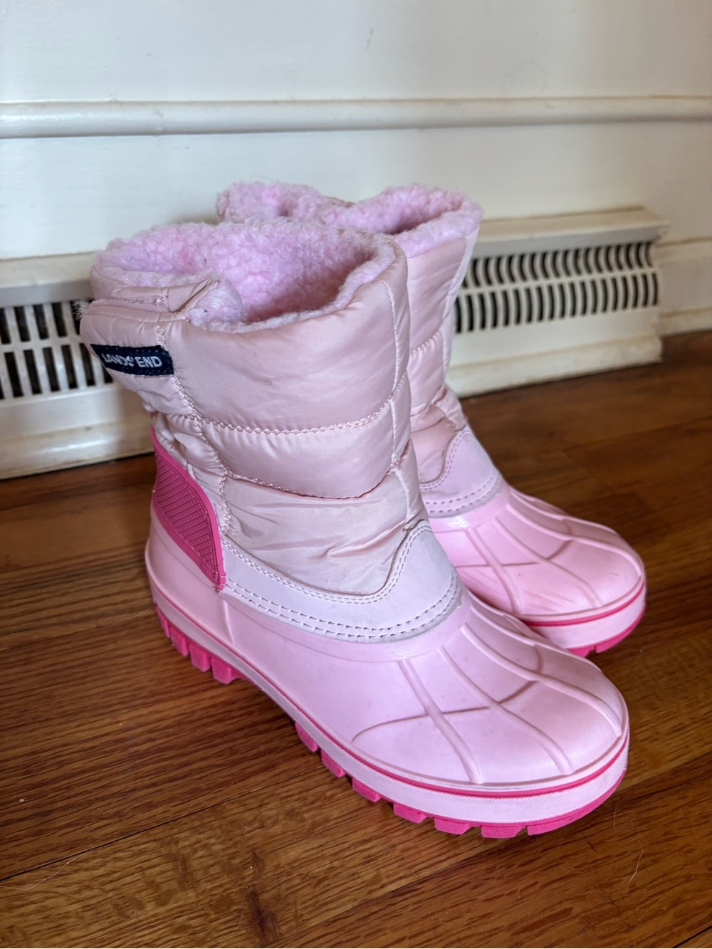 Lands' End Pink Sherpa-Lined Kids Winter Boots size 1